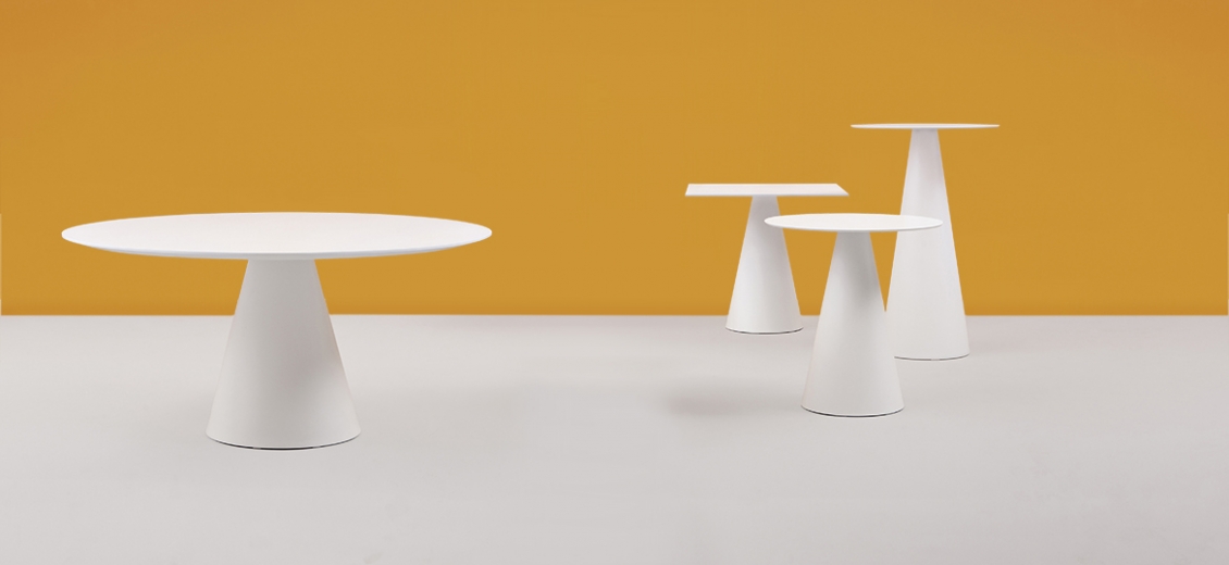 Pied de mange debout Ikon Pio e Tito Toso Pedrali design conique table polypro