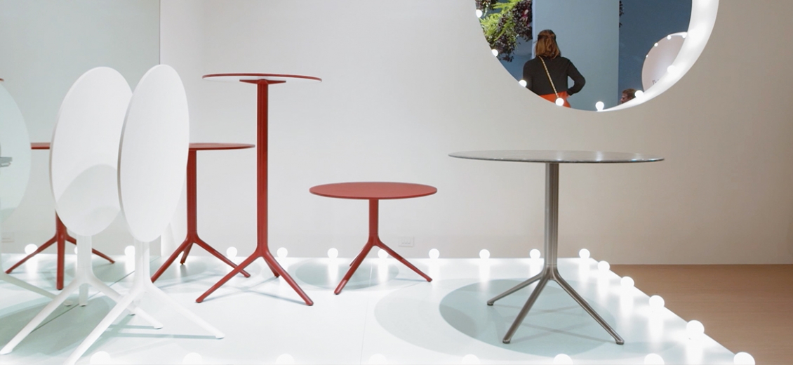 Pied de table Elliot 5475 5470 Patrick Jouin Pedrali hotel café bar 5470 5475 aluminium rabat plateau design 3 ou 4 branches si
