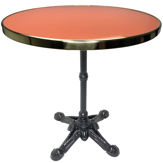 Table Bistrot émaillée tradition Paris cerclage laiton cuivre inox 