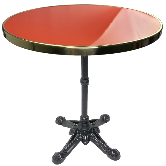 Table Bistrot émaillée tradition Paris cerclage laiton cuivre inox 