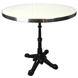 Table Bistrot émaillée tradition Paris cerclage laiton cuivre inox 
