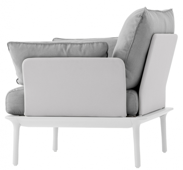 Fauteuil jardin design lounge Reva Patrick Jouin Pedrali confort coussin assise garnie blanc sable