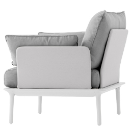 Fauteuil jardin design lounge Reva Patrick Jouin Pedrali confort coussin assise garnie blanc sable
