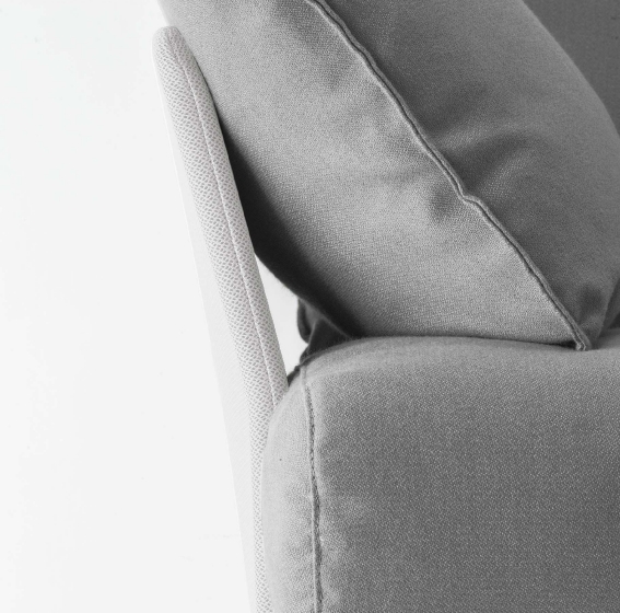 Fauteuil jardin design lounge Reva Patrick Jouin Pedrali confort coussin assise garnie blanc sable
