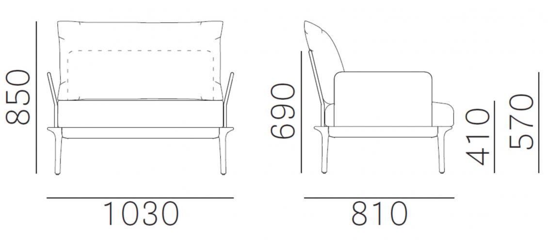 Fauteuil jardin design lounge Reva Patrick Jouin Pedrali confort coussin assise garnie blanc sable