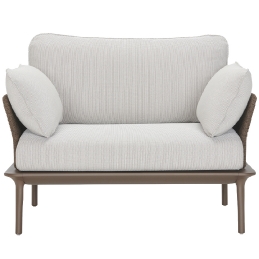 Fauteuil extérieur Reva Twist Patrick Jouin Pedrali Aluminium textylene corde plate Coussins en mousse tissu imperméable