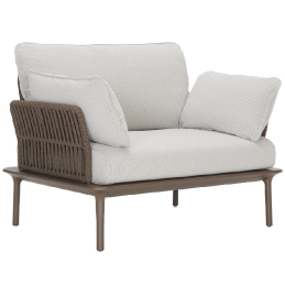 Fauteuil extérieur Reva Twist Patrick Jouin Pedrali Aluminium textylene corde plate Coussins en mousse tissu imperméable