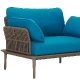 Fauteuil extérieur Reva Twist Patrick Jouin Pedrali Aluminium textylene corde plate Coussins en mousse tissu imperméable