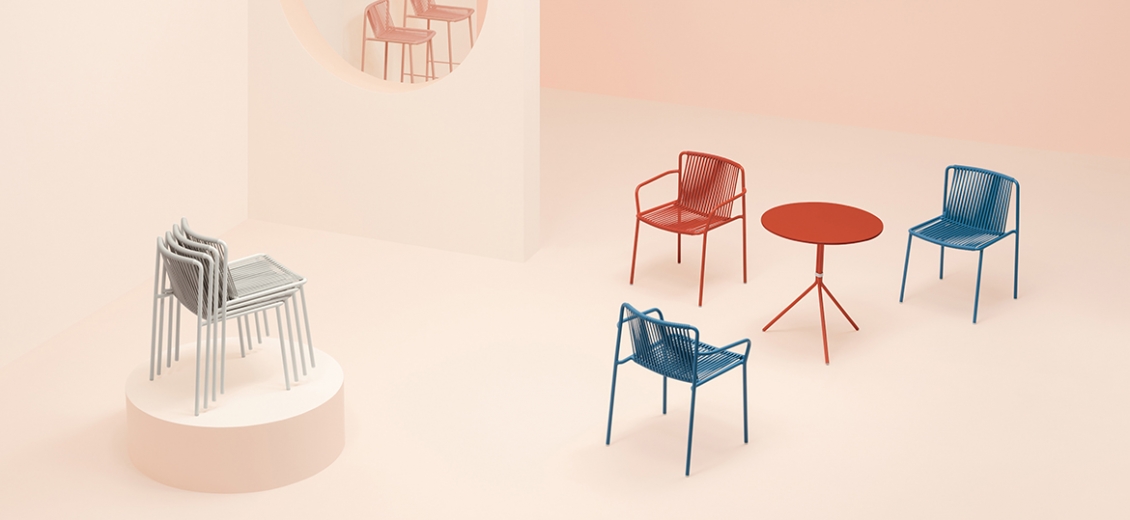 Chaise Tribeca 3660 CMP Design Pedrali acier laqué fil nylon empilable