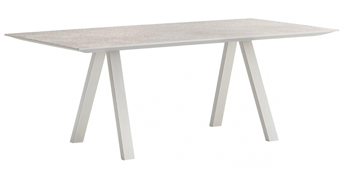 Table ARKI Jardin et terrasse Pieds Métalliques Outdoor Pedrali Plateau Marbre, Stratifié ou Gres Céramique
