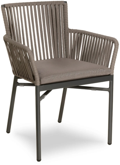 Fauteuil Megan legere et empilable pour restaurant et terrasse de luxe corde cuir naturel