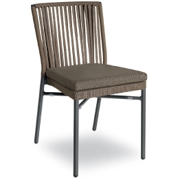 Chaise Nicole légère et empilable pour restaurant et terrasse de luxe comme le plaza corde tressage gris ou taupe 