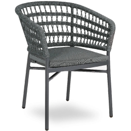 Fauteuil Bled léger et empilable pour restaurant et terrasse de luxe authentique et naturel avec coussin taupe crème