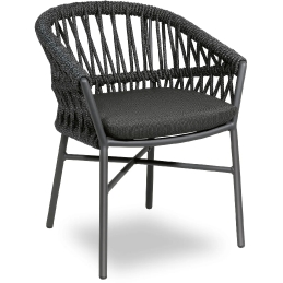 Fauteuil Method léger et empilable pour restaurant et terrasse design et élégant en corde avec coussin vert blanc noir recouv