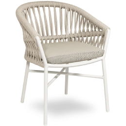 Fauteuil Method léger et empilable pour restaurant et terrasse design et élégant en corde avec coussin vert blanc noir recouv