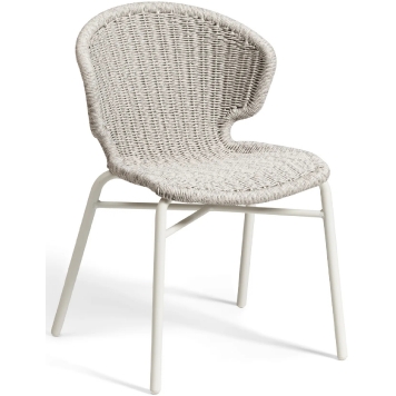 Chaise Orly légere et empilable pour restaurant et terrasse design et élégant en corde tressé a la main vert blanc noir 