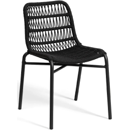 Chaise Leaf léger empilable pour restaurant et terrasse design et élégant en corde tressé a la main orange blanc noir terracot