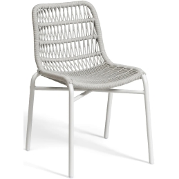 Chaise Leaf léger empilable pour restaurant et terrasse design et élégant en corde tressé a la main orange blanc noir terracot