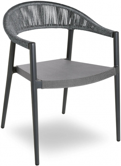 Fauteuil corde Bridge Praga legere et robuste design en aluminium taupe blanc ou noir empilable 