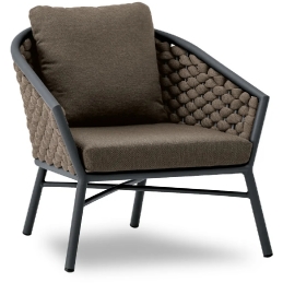 Fauteuil lounge, Dub, Dossier: toile textylene lavable, toile tressé; Structure: aluminium laqué peint; Assise: coussin garni;