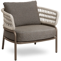 Fauteuil lounge, Bled, Dossier: corde; Structure: aluminium laqué peint; Assise: coussin garni;