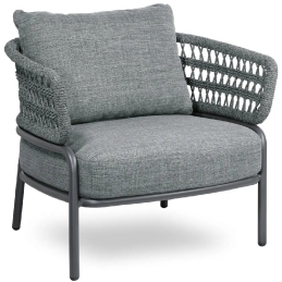 Fauteuil lounge, Bled, Dossier: corde; Structure: aluminium laqué peint; Assise: coussin garni;