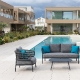 Fauteuil lounge, Bled, Dossier: corde; Structure: aluminium laqué peint; Assise: coussin garni;