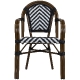 Fauteuil saint antoine terrasse bar jardin café imitation rotin tressage losange légère noir et blanc 