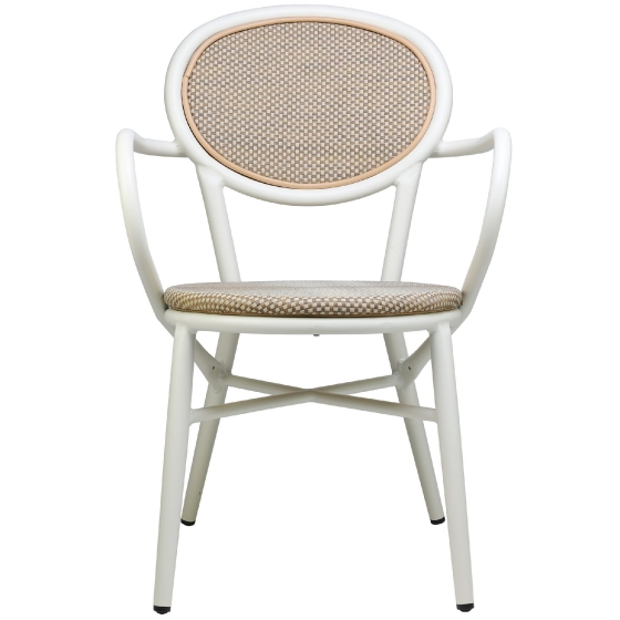 Fauteuil Bridge Rivoli terrasse bar restaurant jardin Cadre en aluminium Résistant aux UV Aspect sangle plate PE 5 mm Empilable