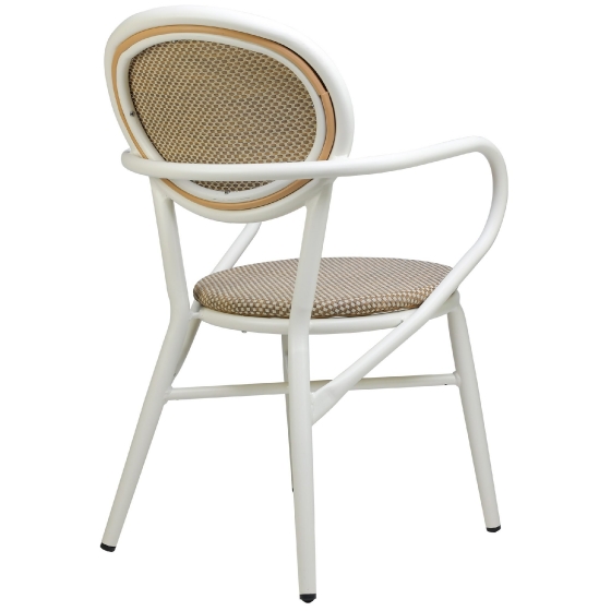 Fauteuil Bridge Rivoli terrasse bar restaurant jardin Cadre en aluminium Résistant aux UV Aspect sangle plate PE 5 mm Empilable