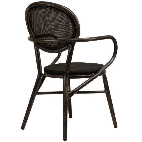 Fauteuil Bridge Rivoli terrasse bar restaurant jardin Cadre en aluminium Résistant aux UV Aspect sangle plate PE 5 mm Empilable