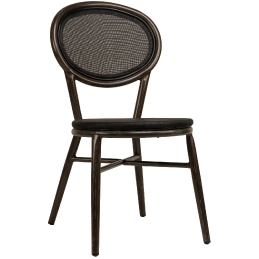 Chaise Rivoli terrasse bar restaurant jardin Cadre en aluminium Résistant aux UV Aspect sangle plate PE 5 mm Empilable