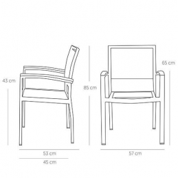 Fauteuil Bridge Medi • Aluminium 22*22*1,8 mm• Revêtement en poudre• Résistant aux UV• Tissage plat en PE• Accoudoirs en teck• E