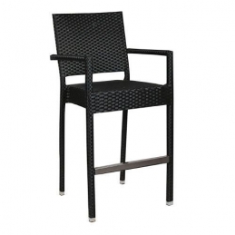 Chaise haute Madja • Aluminium 30*30*1,5 mm• Résistant aux UV• Tissage plat PE 5x5• Empilable