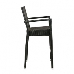 Chaise haute Madja • Aluminium 30*30*1,5 mm• Résistant aux UV• Tissage plat PE 5x5• Empilable