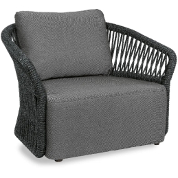 Fauteuil lounge, Method, Dossier: corde; Structure: aluminium laqué peint; Assise: coussin garni;