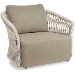 Fauteuil lounge, Method, Dossier: corde; Structure: aluminium laqué peint; Assise: coussin garni;