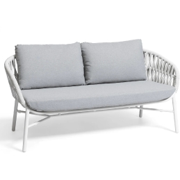 Canapé, Manila, Dossier: corde; Fonction: empilable; Structure: aluminium laqué peint; Assise: coussin garni;