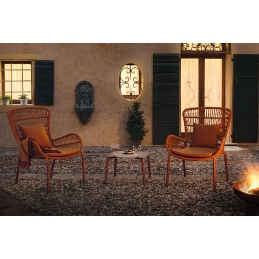Fauteuil lounge, Leaf confort, Dossier: corde; Structure: aluminium laqué peint; Assise: coussin garni;