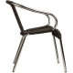 Fauteuil Bridge Kamen jardin terrasse restaurant bar• Aluminium Ø25*1,5mm• Cadre anodisé• Tissage rond PE résistant aux UV• Empi