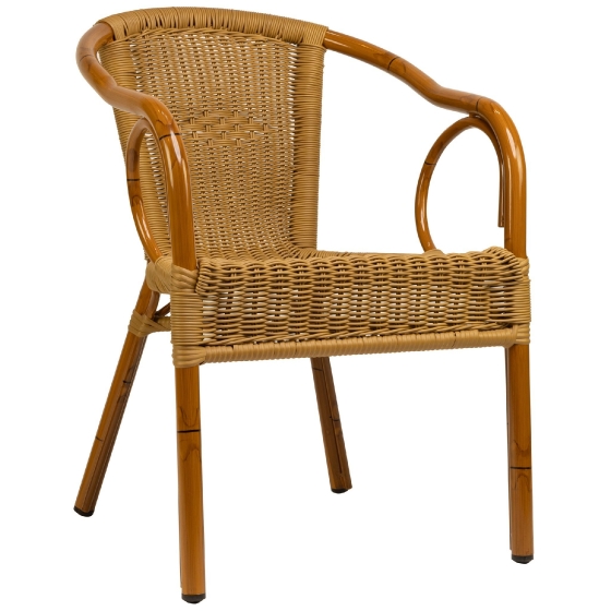 Fauteuil Bridge jardin terrasse restaurant bar kafe• Aluminium Ø30*1,5mm• Aspect bambou• Tissage rond PE résistant aux UV• Empi
