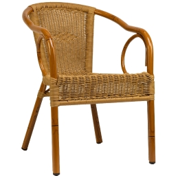 Fauteuil Bridge jardin terrasse restaurant bar kafe• Aluminium Ø30*1,5mm• Aspect bambou• Tissage rond PE résistant aux UV• Empi