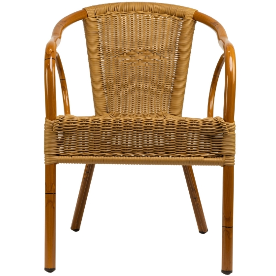 Fauteuil Bridge jardin terrasse restaurant bar kafe• Aluminium Ø30*1,5mm• Aspect bambou• Tissage rond PE résistant aux UV• Empi
