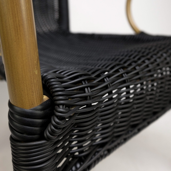 Fauteuil Bridge jardin terrasse restaurant bar kafe• Aluminium Ø30*1,5mm• Aspect bambou• Tissage rond PE résistant aux UV• Empi