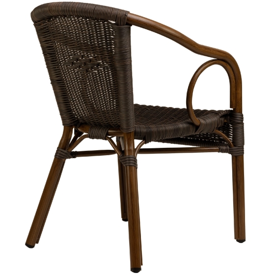Fauteuil Bridge jardin terrasse restaurant bar kafe• Aluminium Ø30*1,5mm• Aspect bambou• Tissage rond PE résistant aux UV• Empi