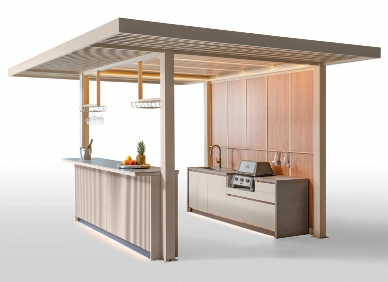 Gazebo, Pavillion Service, Structure: aluminium laqué peint