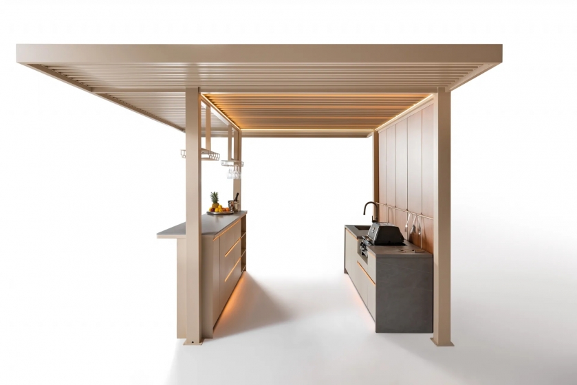 Gazebo, Pavillion Service, Structure: aluminium laqué peint