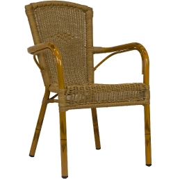 Fauteuil Bridge Sena jardin terrasse restaurant bar kafe• Aluminium Ø30*1,5mm• Aspect bambou• Tissage rond PE résistant aux UV•