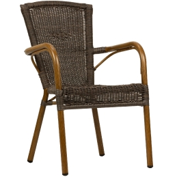 Fauteuil Bridge Sena jardin terrasse restaurant bar kafe• Aluminium Ø30*1,5mm• Aspect bambou• Tissage rond PE résistant aux UV•