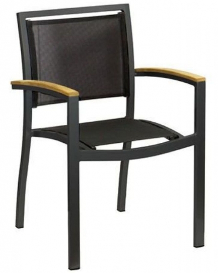 Fauteuil Bridge Medi • Aluminium 22*22*1,8 mm• Revêtement en poudre• Résistant aux UV• Tissage plat en PE• Accoudoirs en teck• E